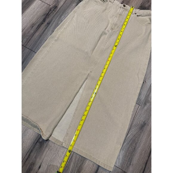 Eddie Bauer Womens Khaki Long Denim Skirt Size 14 100% Cotton Maxi Modest Minima - Picture 6 of 8
